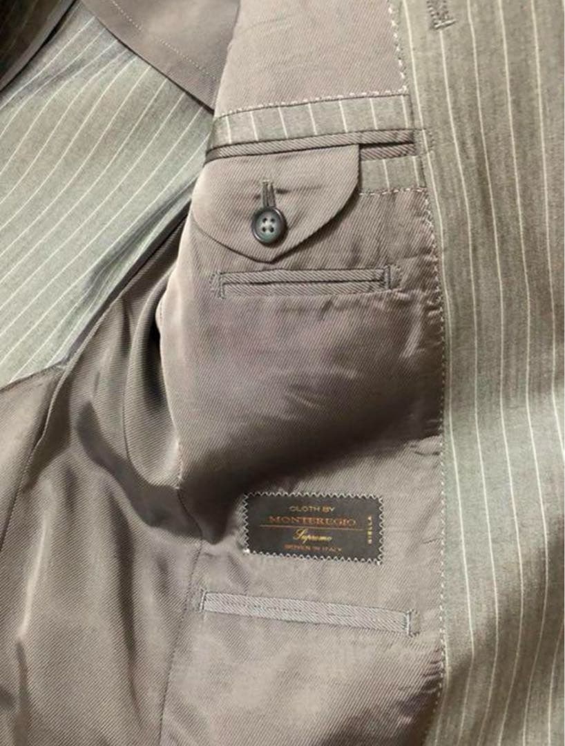 グレー ストライプ ダブルブレストスーツ