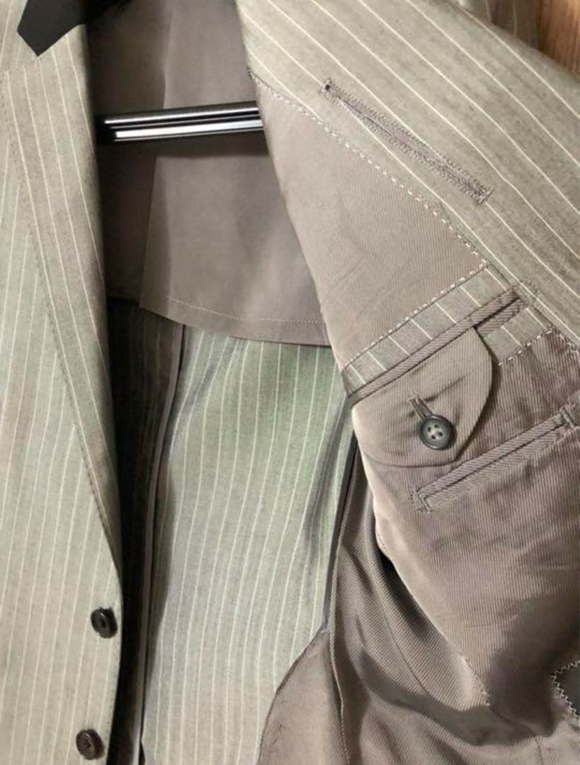 グレー ストライプ ダブルブレストスーツ