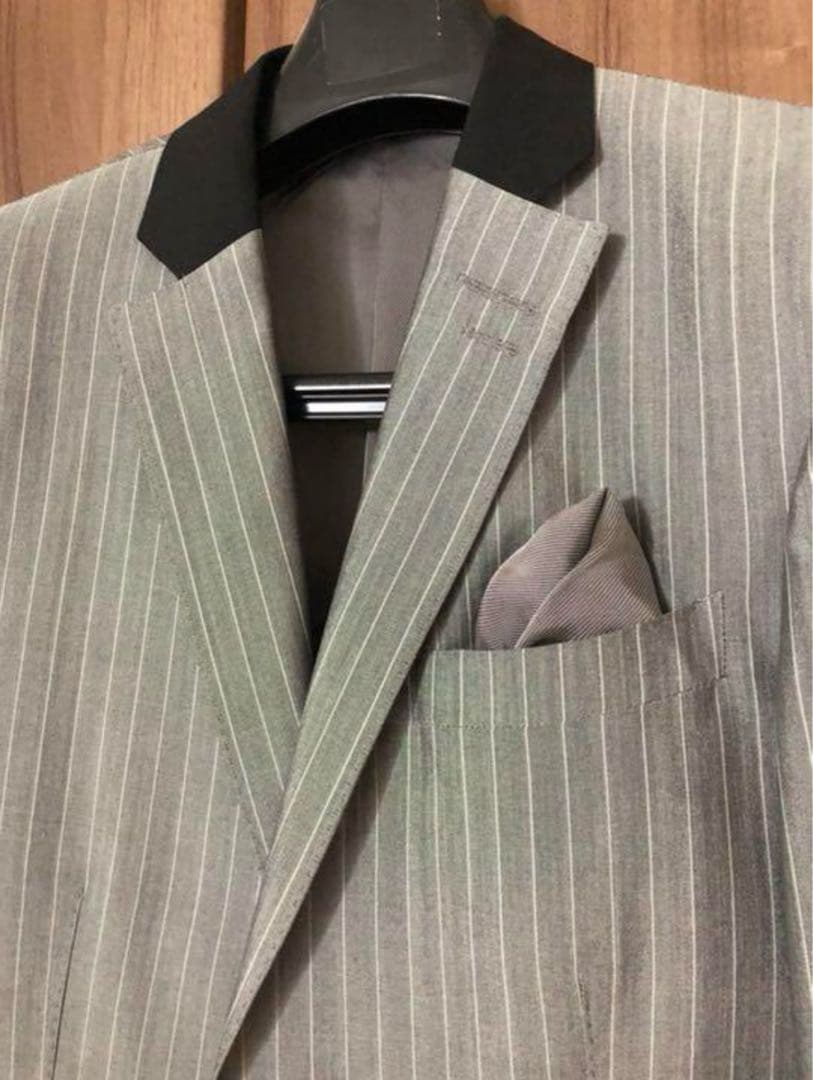 グレー ストライプ ダブルブレストスーツ