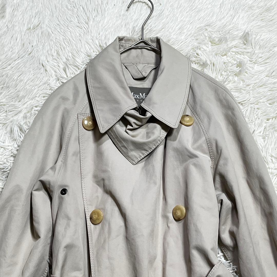 MaxMara ダブルブレスト トレンチレインロングコート　ネックガード付