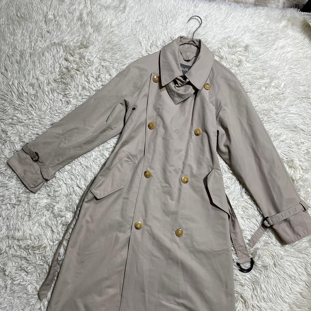 MaxMara ダブルブレスト トレンチレインロングコート　ネックガード付