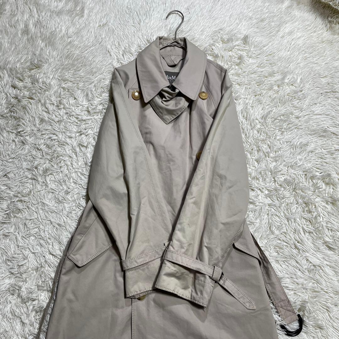 MaxMara ダブルブレスト トレンチレインロングコート　ネックガード付