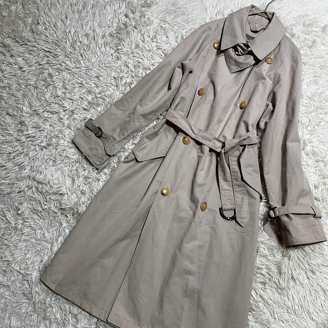 MaxMara ダブルブレスト トレンチレインロングコート　ネックガード付