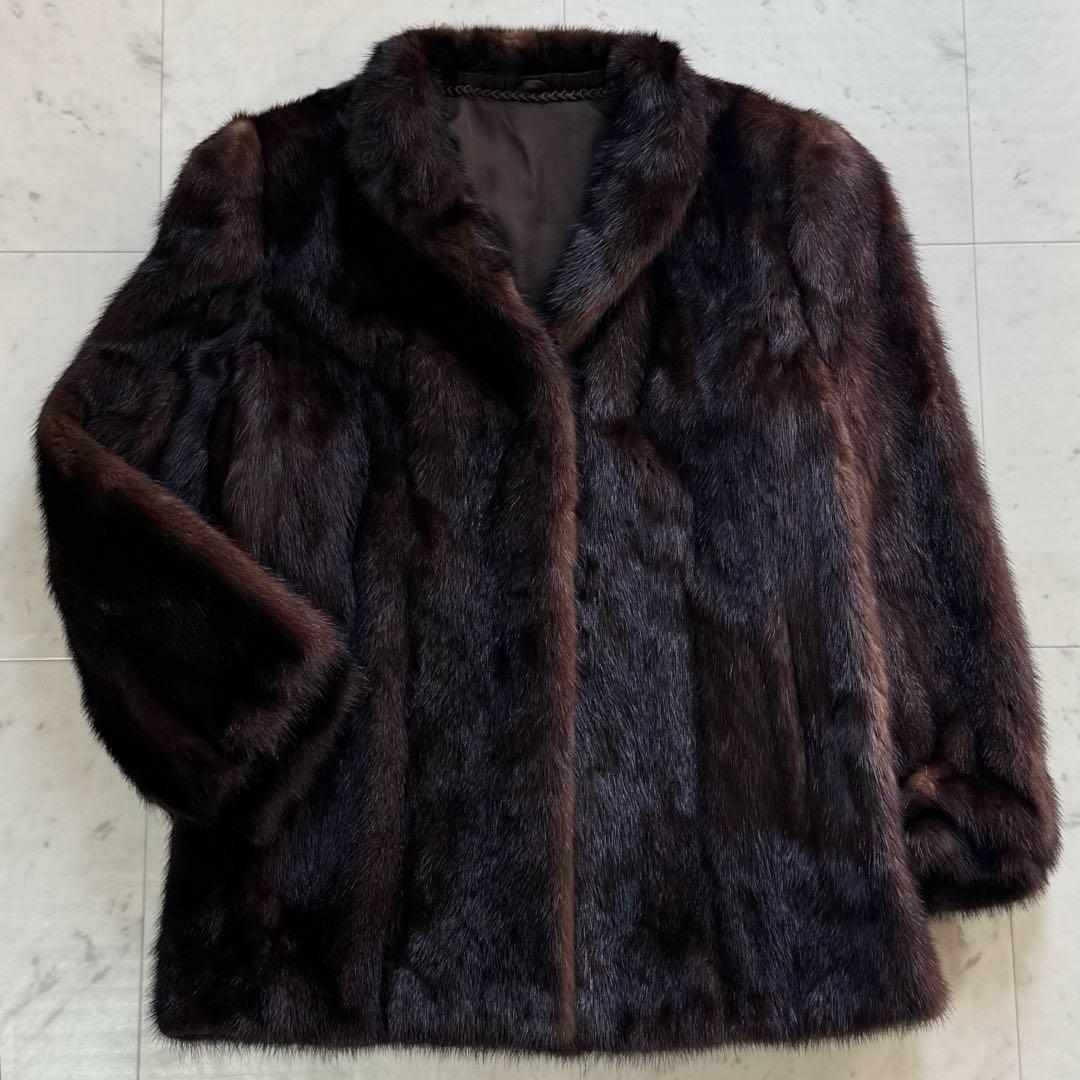 毛皮コート リアルファーコート ミンクファー ダークブラウン 11号