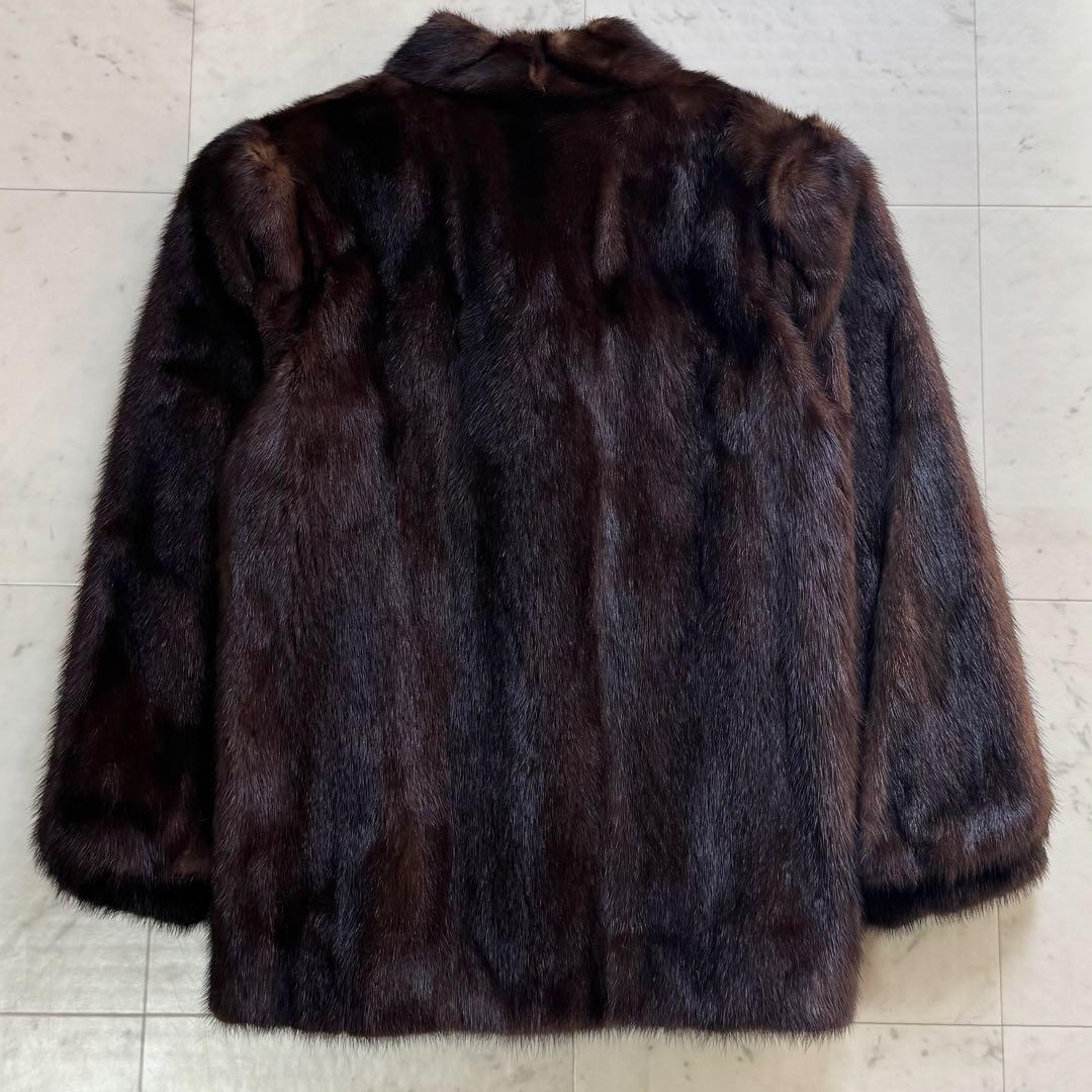 毛皮コート リアルファーコート ミンクファー ダークブラウン 11号