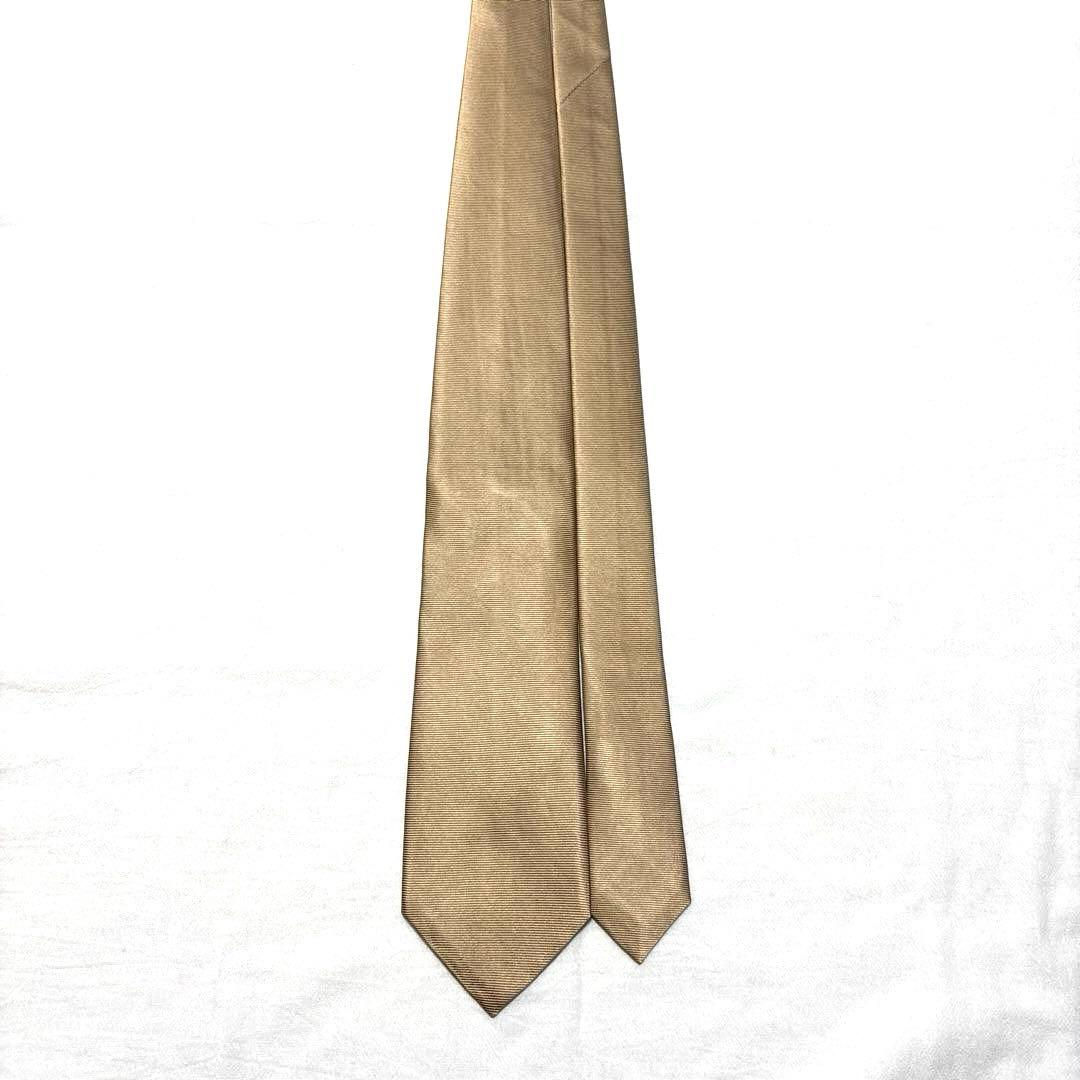 ルイジボレッリ　ネクタイ　シャンパンゴールド　無地　ソリッド　光沢　美品