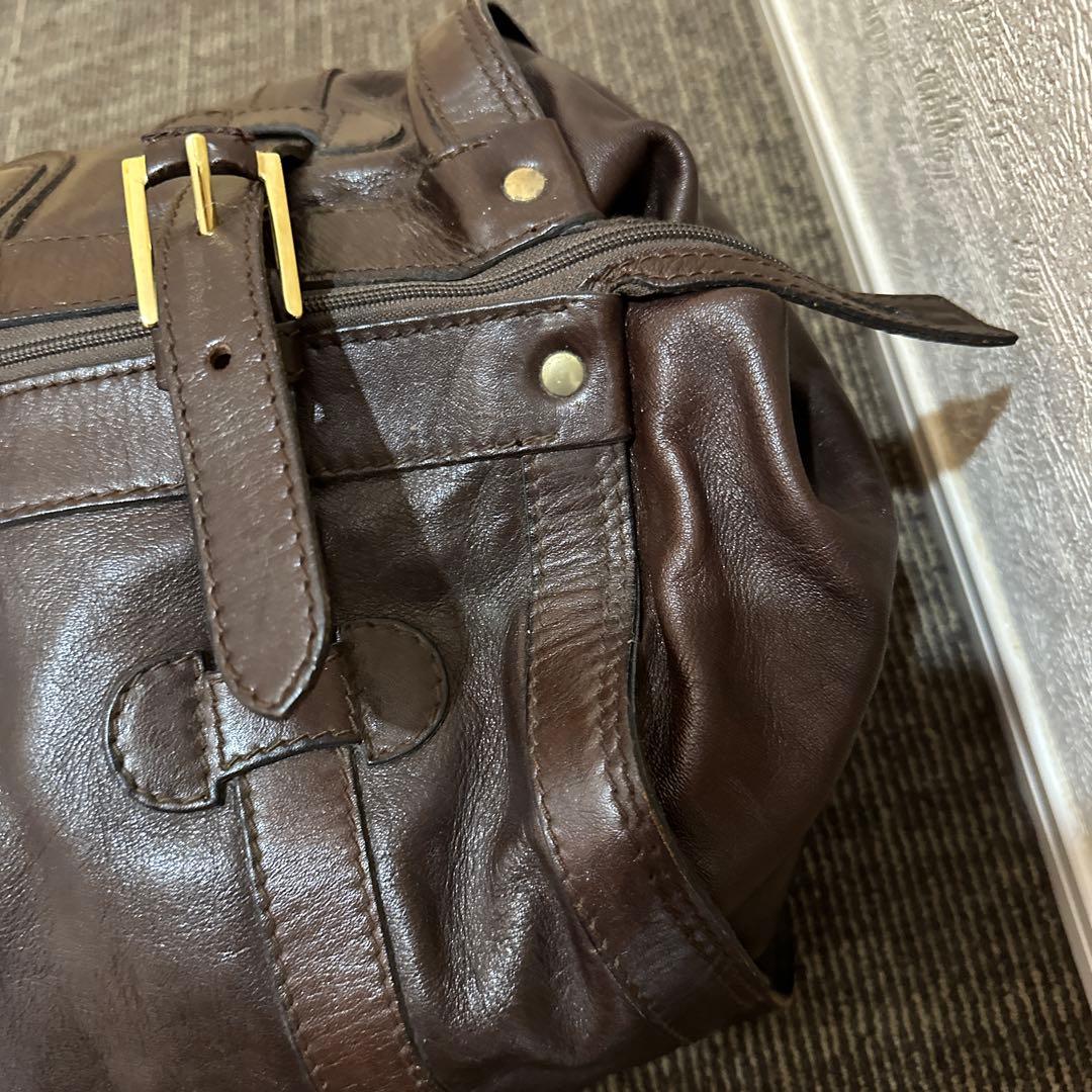 goldpfeil ダークブラウン レザー ボストンバッグ