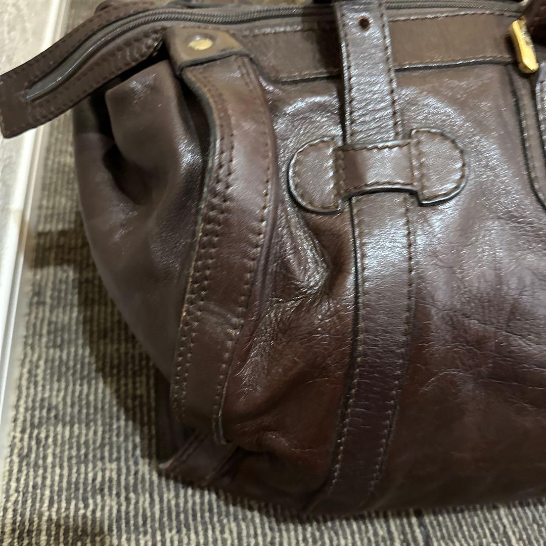 goldpfeil ダークブラウン レザー ボストンバッグ