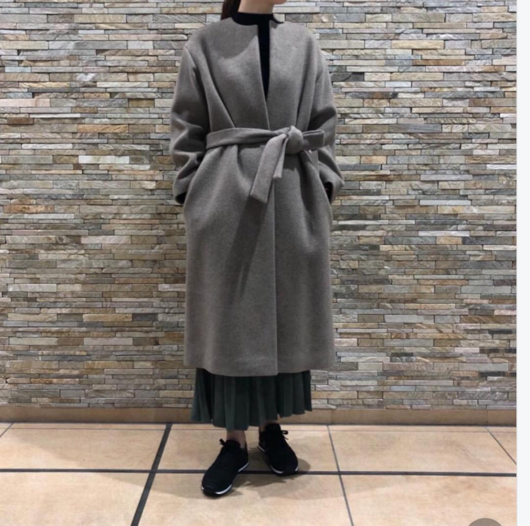 20aw Beauty & Youth ビーバー ノーカラー ロング コート M