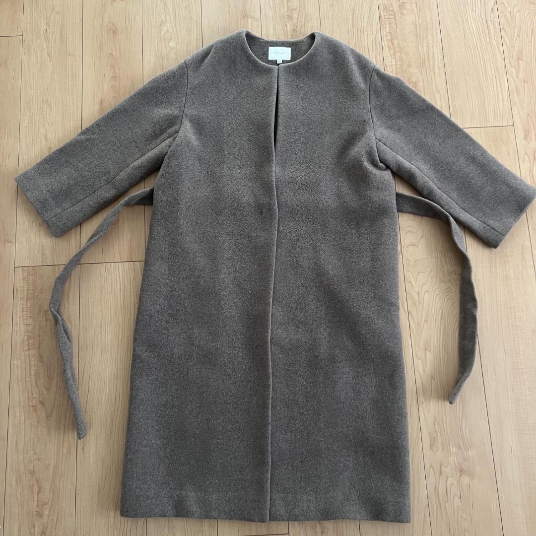 20aw Beauty & Youth ビーバー ノーカラー ロング コート M