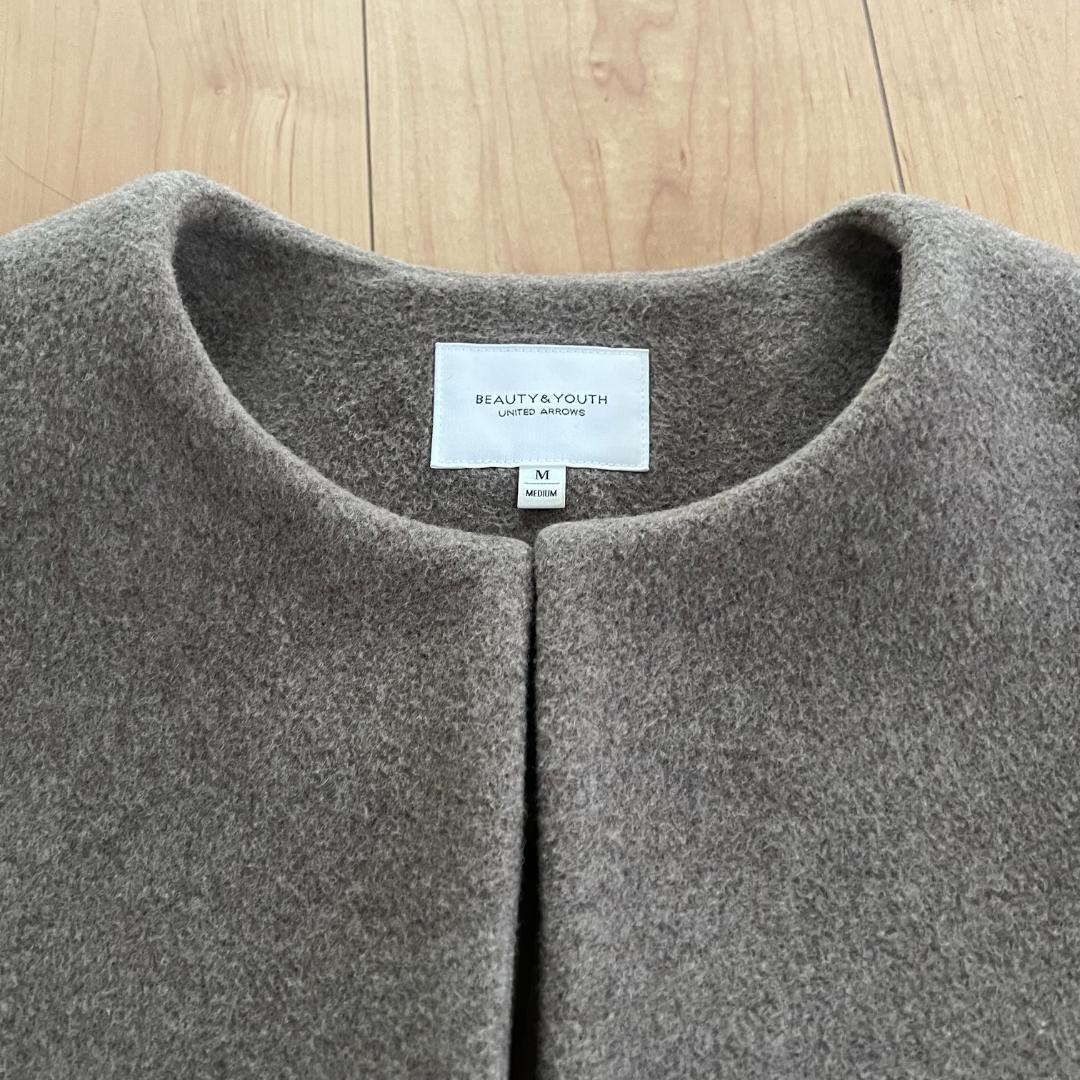 20aw Beauty & Youth ビーバー ノーカラー ロング コート M