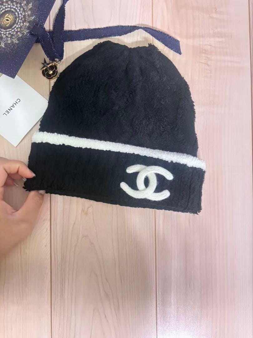 CC ロゴ入りニットビーニーブラック