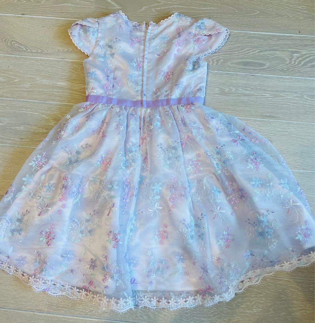 メゾピアノ　mezzo piano花柄ドレス パステルピンク 半袖 120cm