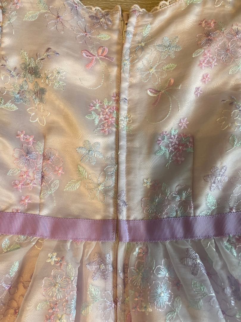 メゾピアノ　mezzo piano花柄ドレス パステルピンク 半袖 120cm