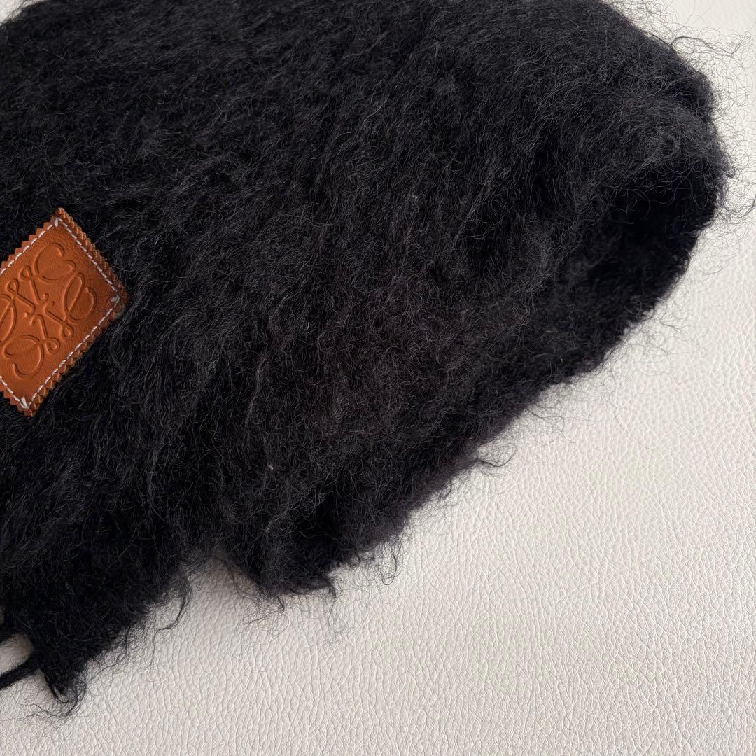 【山田涼介着用】　LOEWE　ウールモヘヤマフラー　ストール　アナグラム　レザー