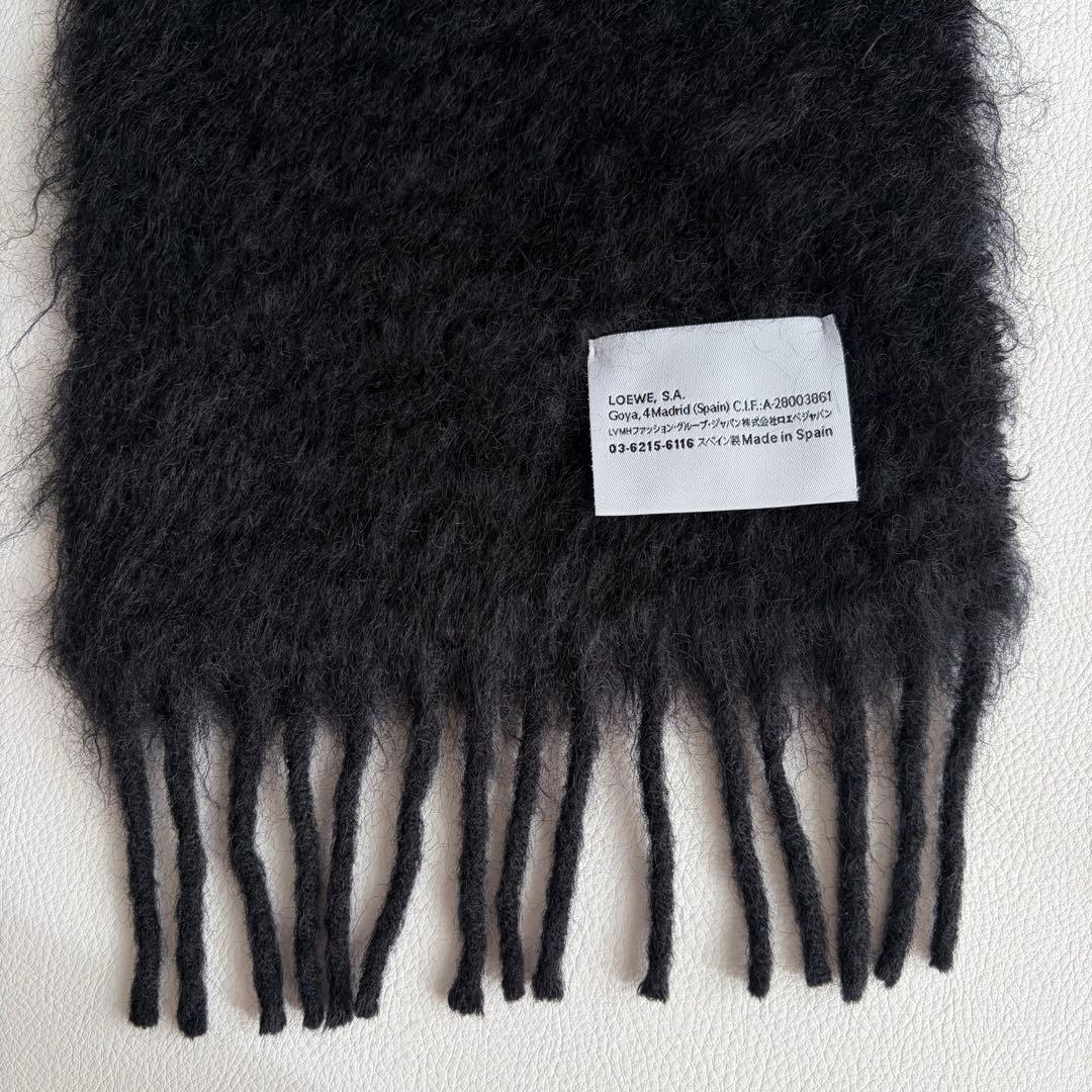 【山田涼介着用】　LOEWE　ウールモヘヤマフラー　ストール　アナグラム　レザー