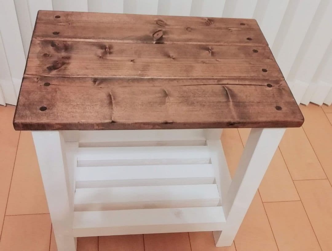 スツール/棚付き/椅子/ホワイト【送料込み】