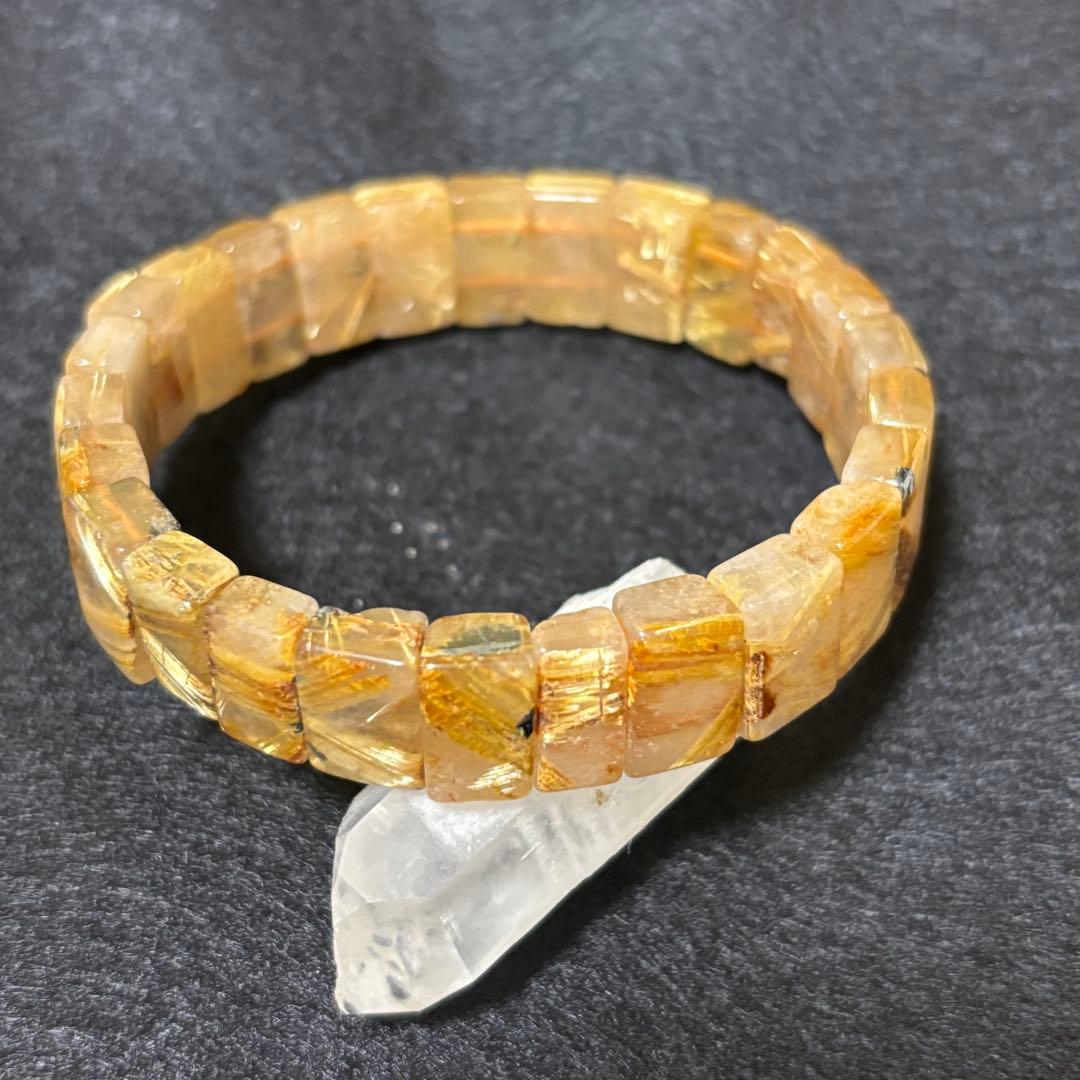 ゴールド　タイチン　ルチルクォーツ　バングル　金運 アップ 爆針 激安