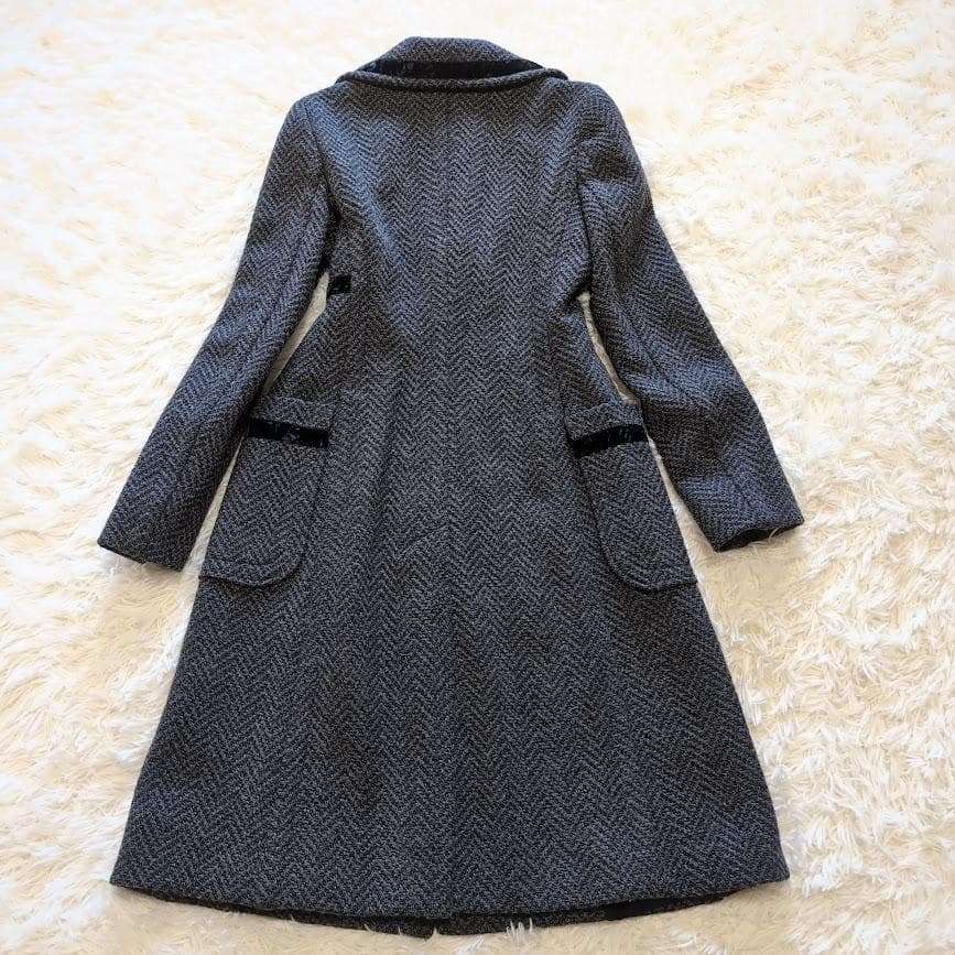 極美品✨️マックスマーラ MAX&Co ヘリンボーン 女優襟ロングコート 38