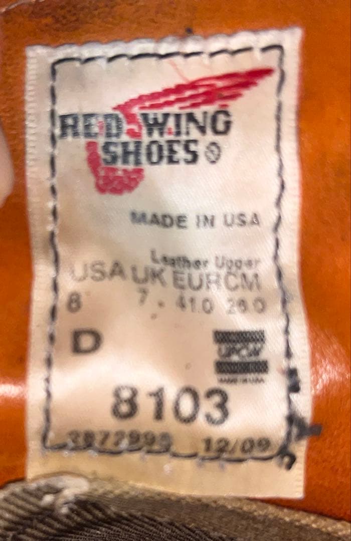 redwing / 8103 / 26.0 / 2009年製 / レッドウィング