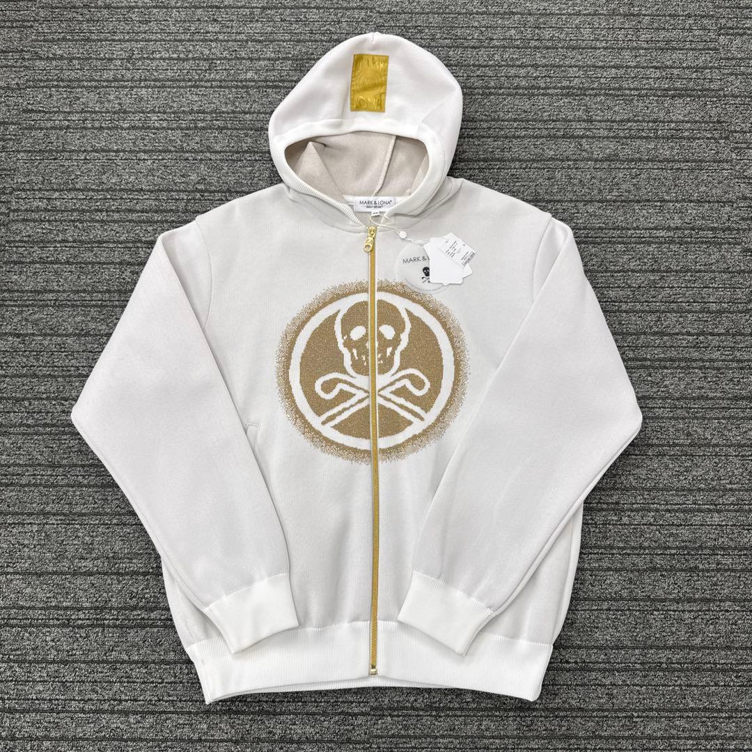 マークアンドロナ　パーカー　白　ニット生地