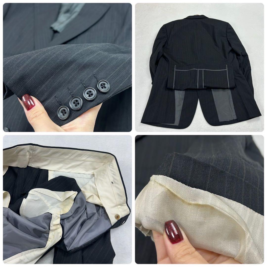 I278 美品 XL バーバリー スーツ上下 ダークグレー メンズ