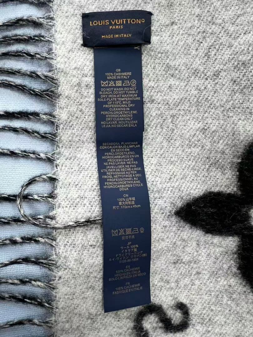 LOUIS VUITTON ルイヴィトン マフラー グレー/ブラック新品同様