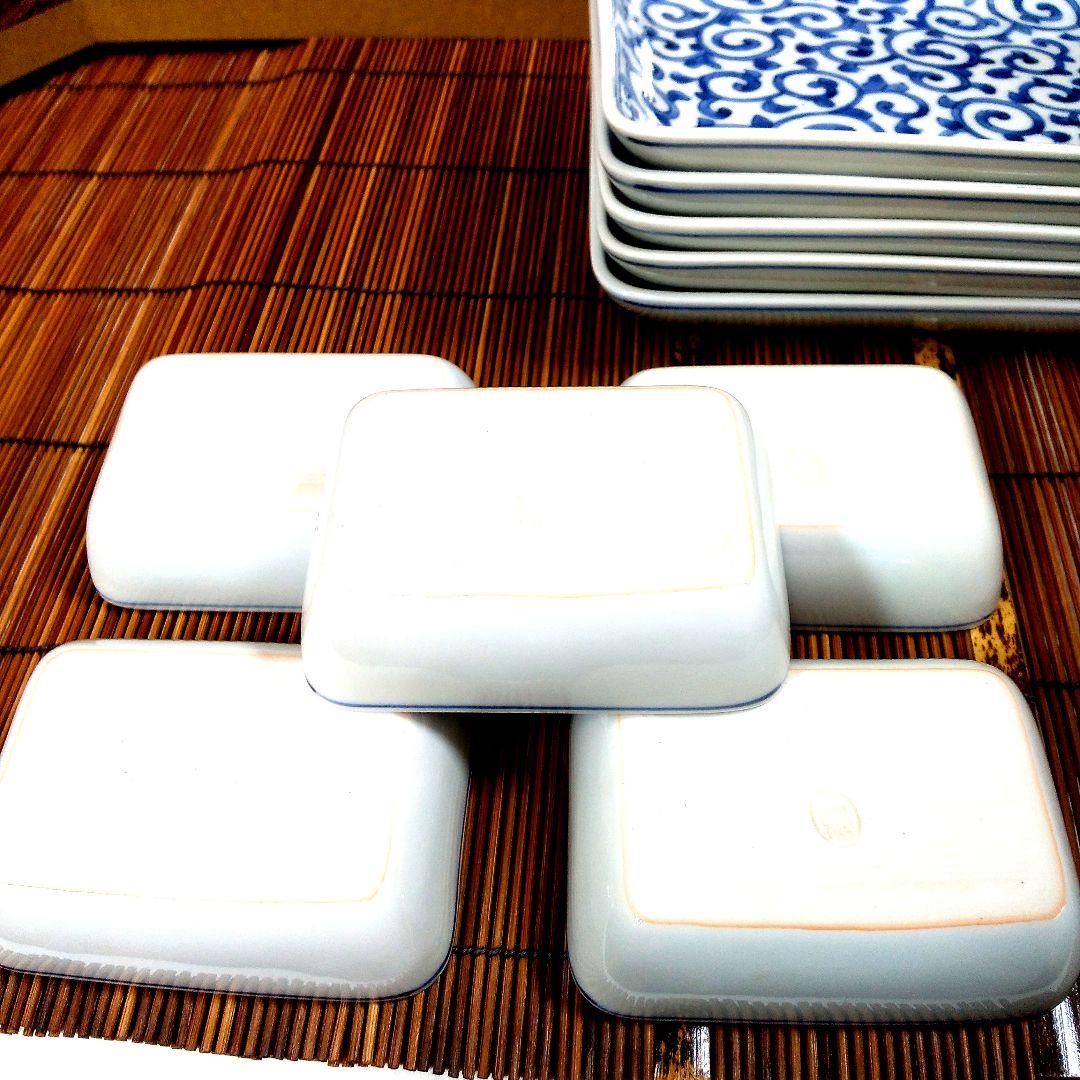 ほとんど未使用品 清水焼き 香仙作 唐草文 焼き物 刺身用 猪口付き 長皿揃い