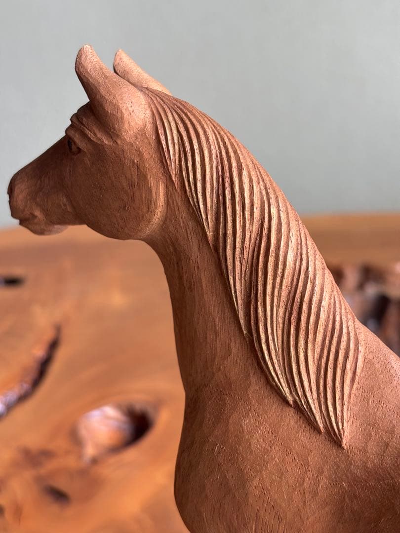 「馬」高野五聖 干支置物 木彫 細密彫刻 共箱