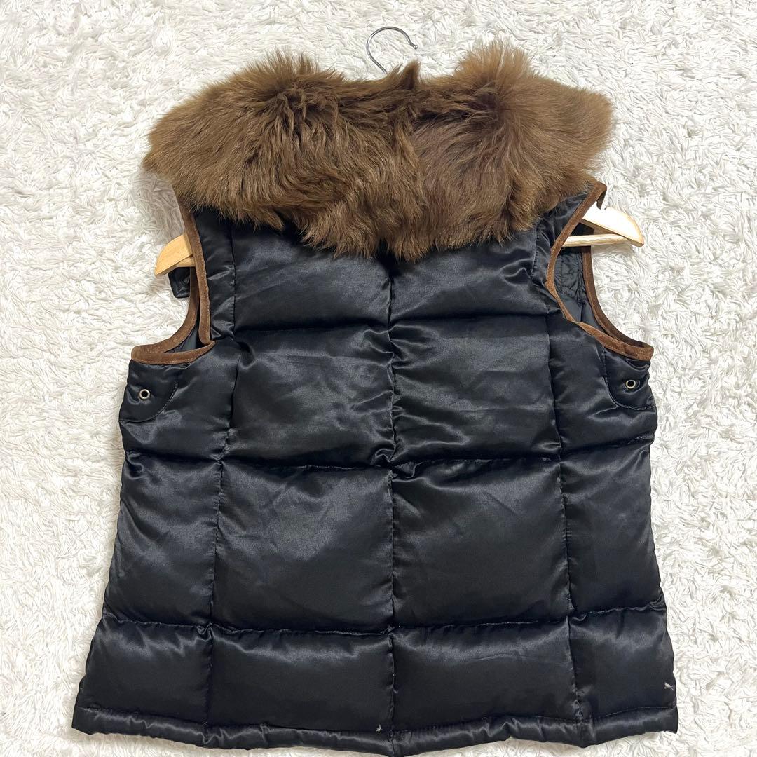 ✨大人気✨ラルフローレン ダウンベスト シルク リアルレザー リアルファー M
