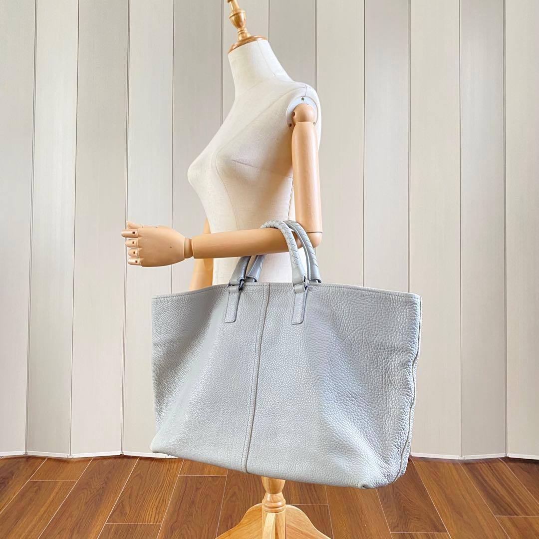 【美品】ボッテガヴェネタ トートバッグ グレー イントレチャート レザー