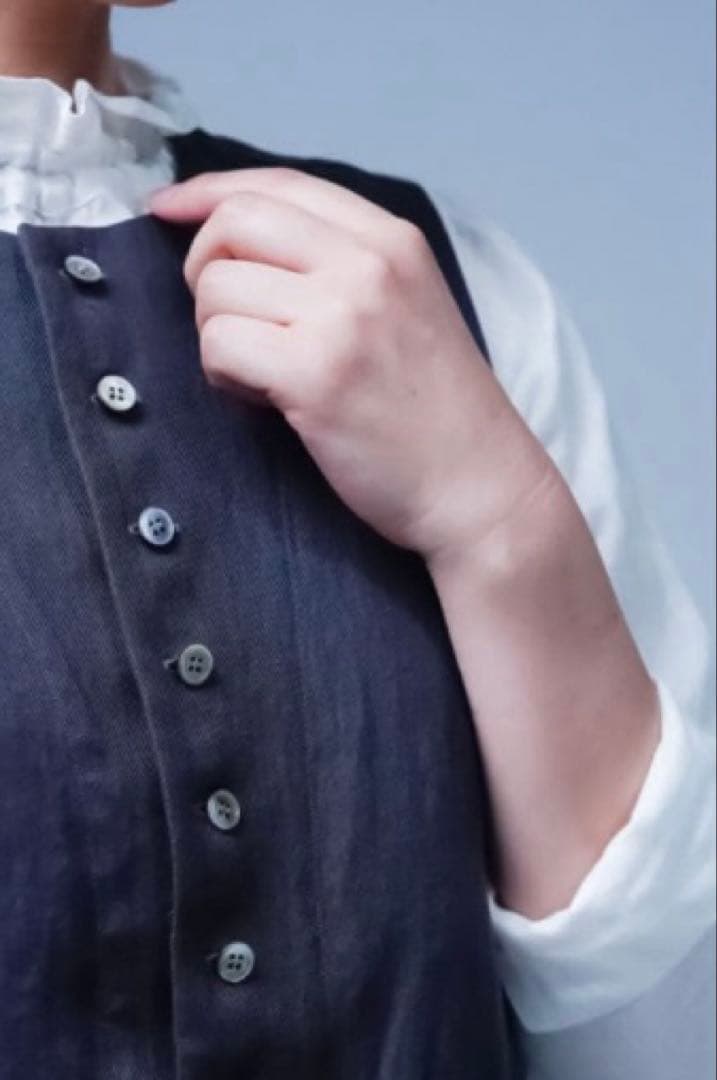 wafu.リネンベスト　ヨーロピアンヴィンテージ カラー／ シュードローン