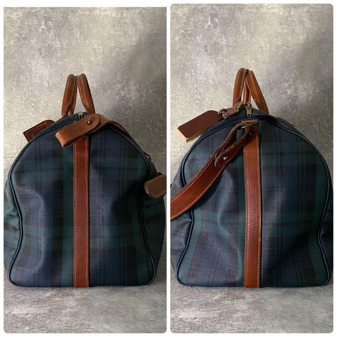ヴィンテージ ポロラルフローレン チェック ボストンバッグ 2way 緑