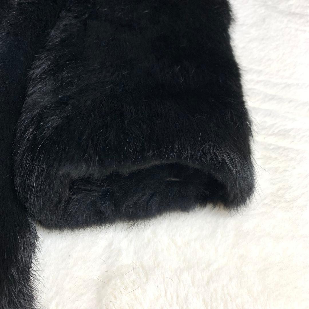 【ファーコート　ロング　黒　ブラック　美品　おそらくミンク　レディース　古着】