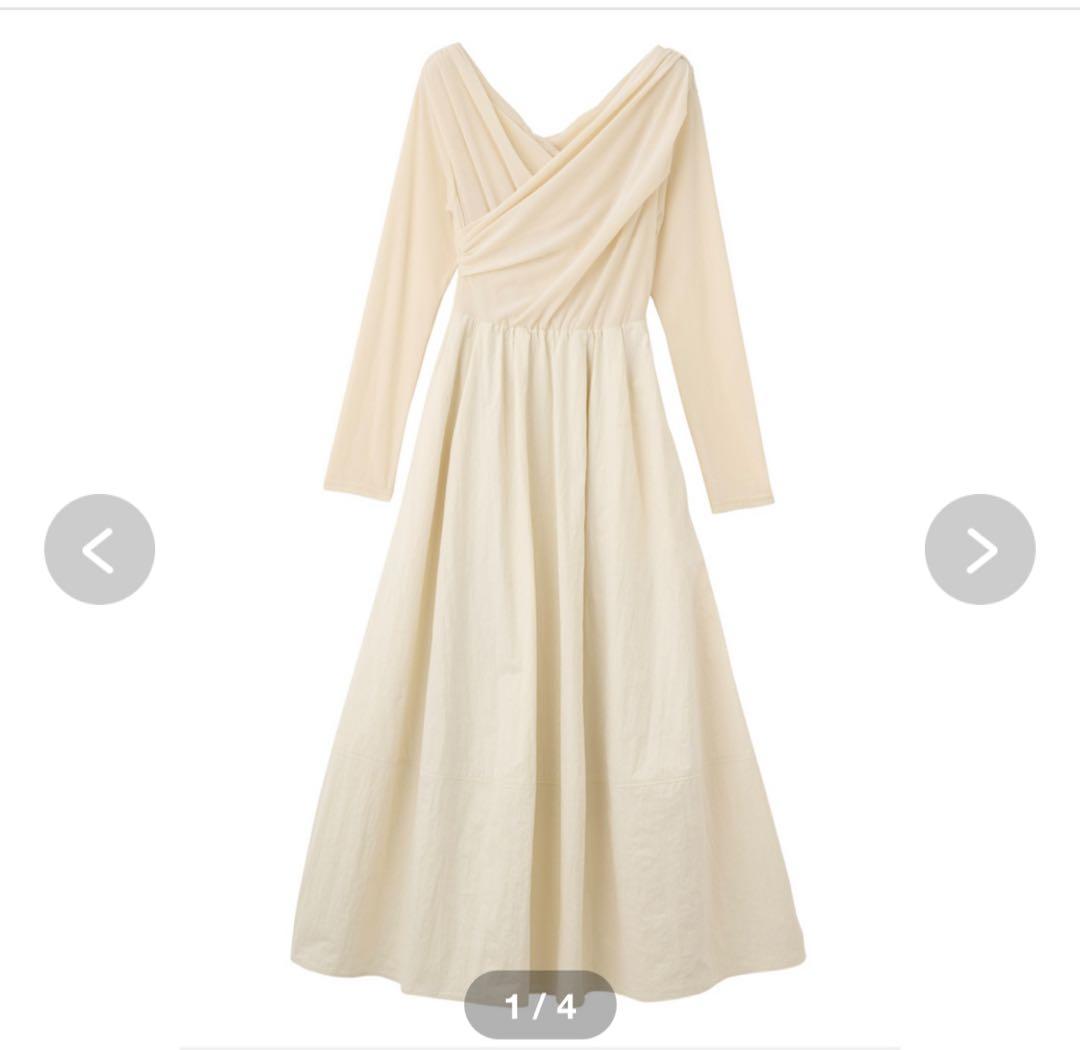 ココディール　ベロアドッキングワンピース　アイボリー COCODEAL 試着のみ