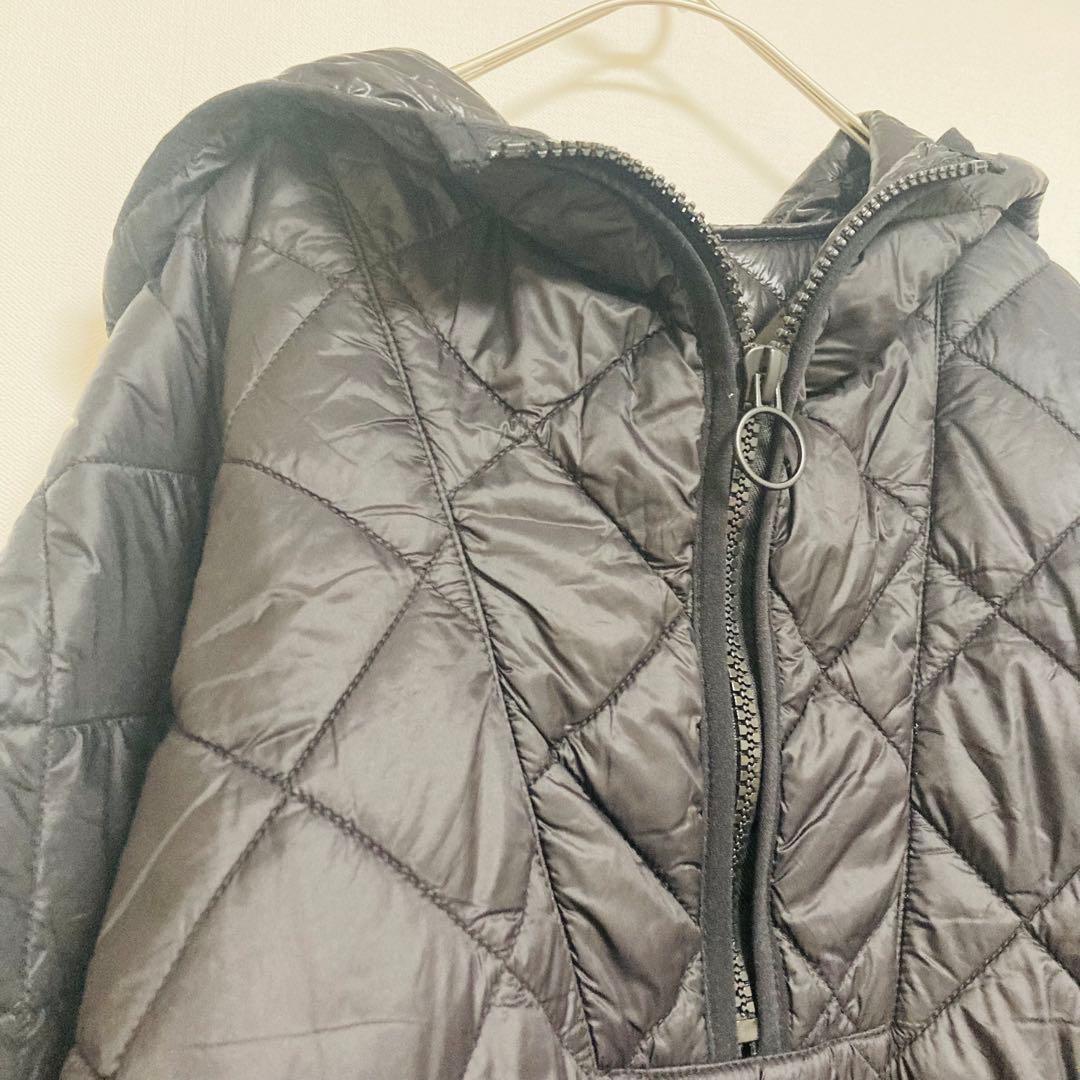 美品　ZARAキルティング ポンチョ フード付き　ブラック