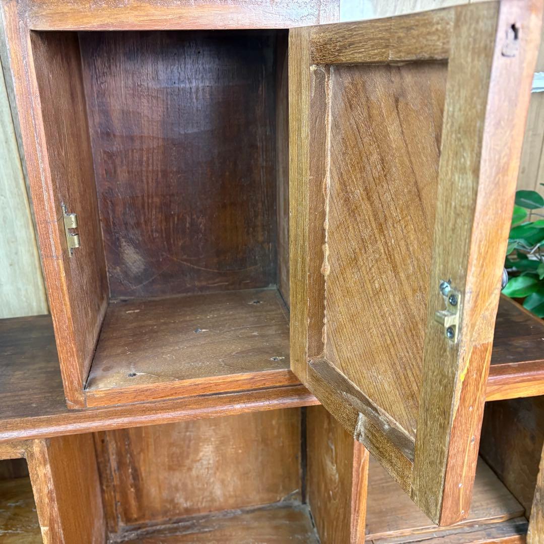 インドネシアアンティークビンテージチーク材階段型キャビネット飾り棚ディスプレイ台