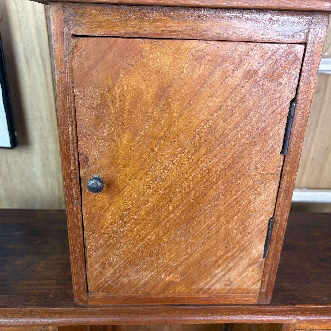 インドネシアアンティークビンテージチーク材階段型キャビネット飾り棚ディスプレイ台