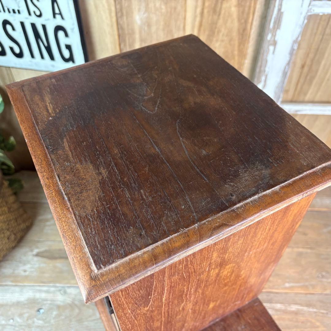 インドネシアアンティークビンテージチーク材階段型キャビネット飾り棚ディスプレイ台