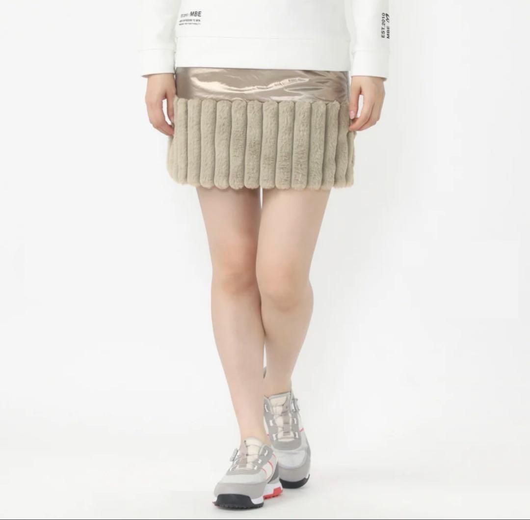 ファー付き　中綿スカート　保温　サイズ1 ベージュ　新品　秋冬　軽量