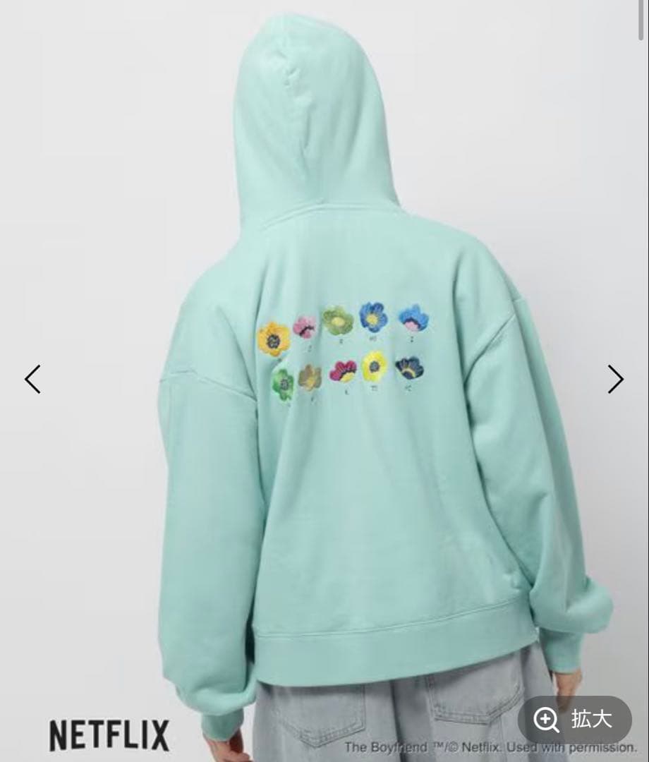 L ボーイフレンド ニコアンド コラボ フラワープルオーバーフーディー パーカー