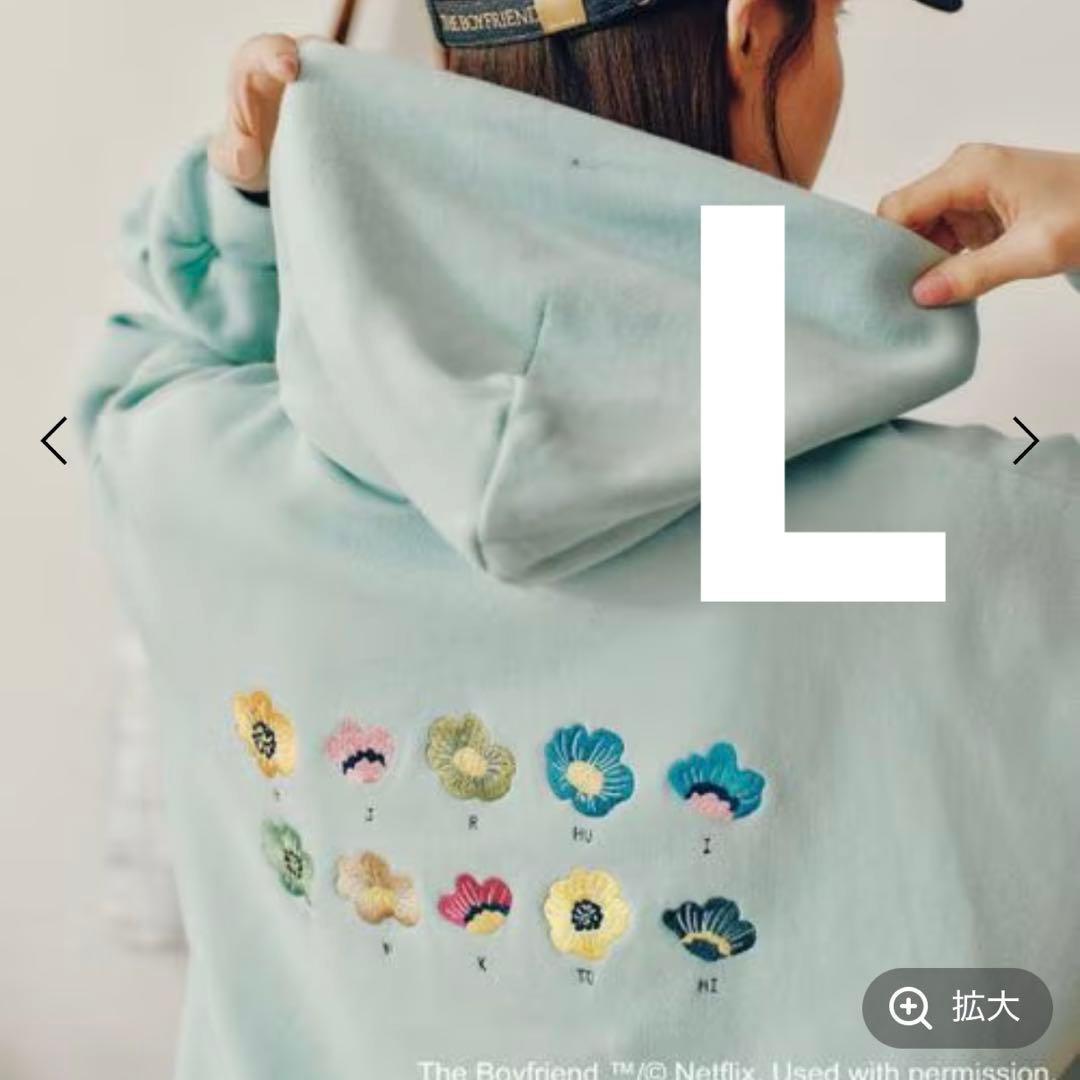 L ボーイフレンド ニコアンド コラボ フラワープルオーバーフーディー パーカー