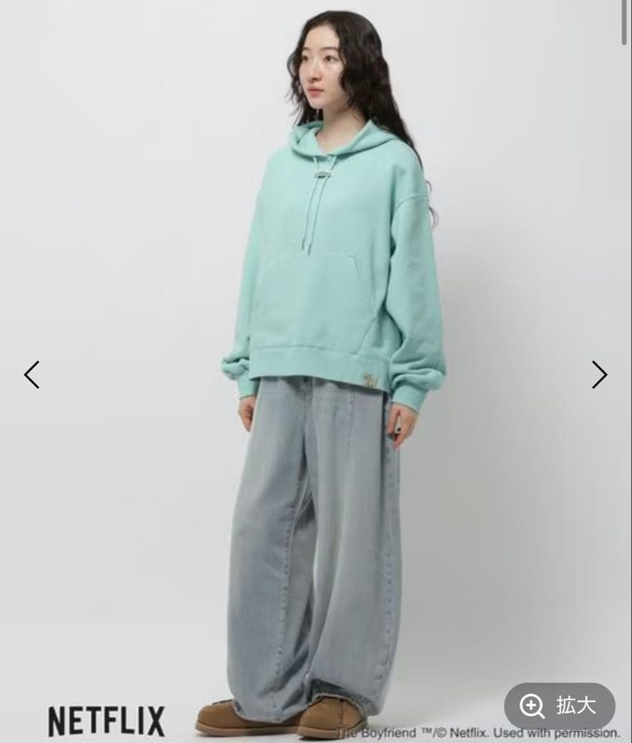 L ボーイフレンド ニコアンド コラボ フラワープルオーバーフーディー パーカー