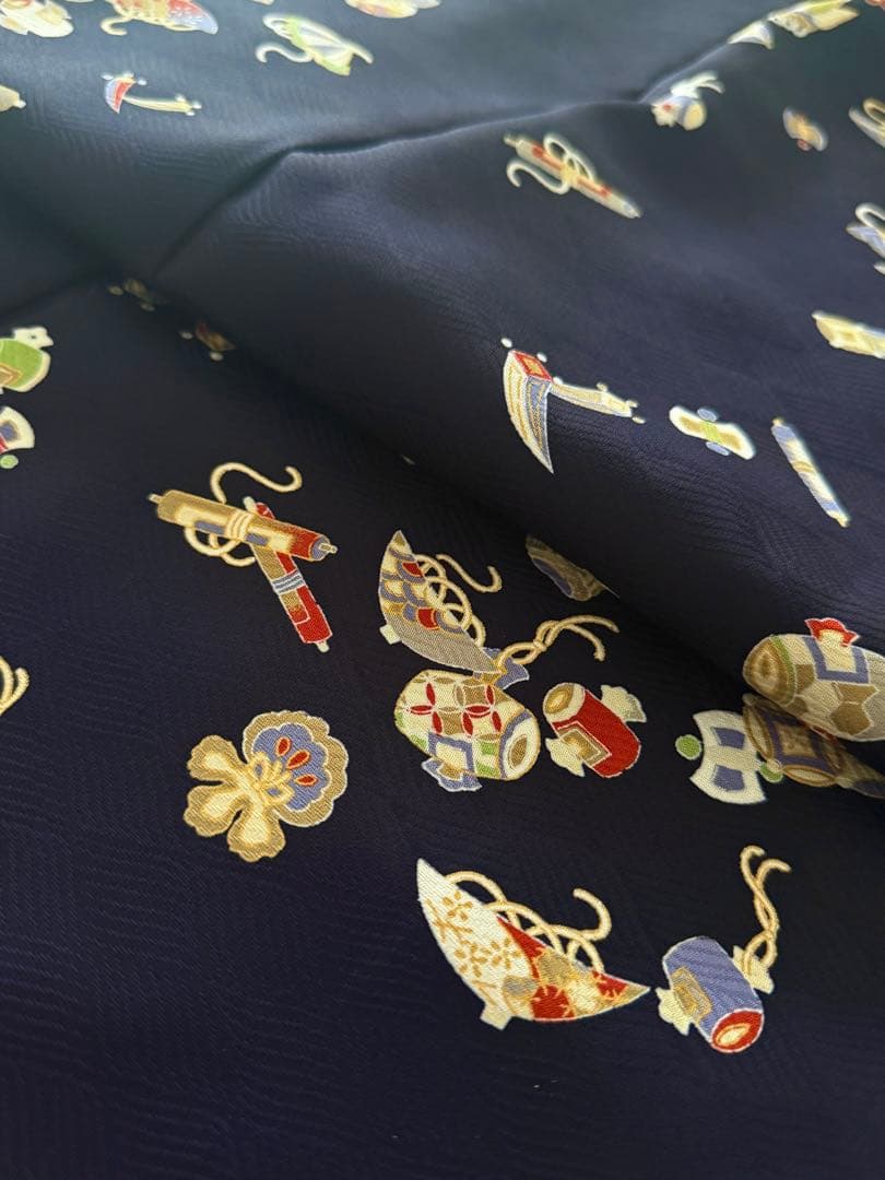 未使用　宝尽くし小紋　自宅で洗える