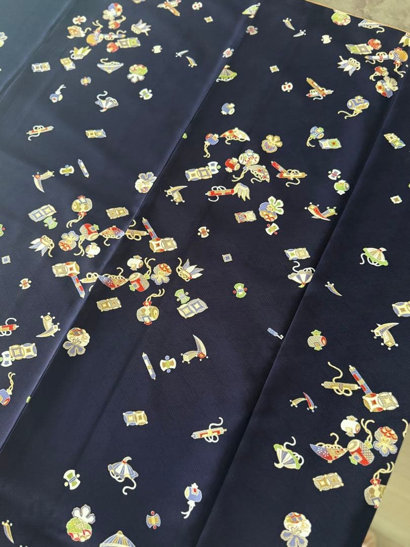 未使用　宝尽くし小紋　自宅で洗える