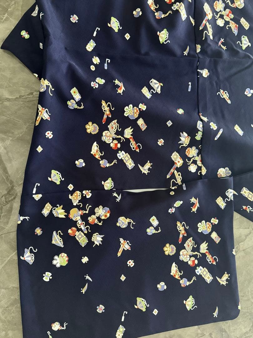 未使用　宝尽くし小紋　自宅で洗える