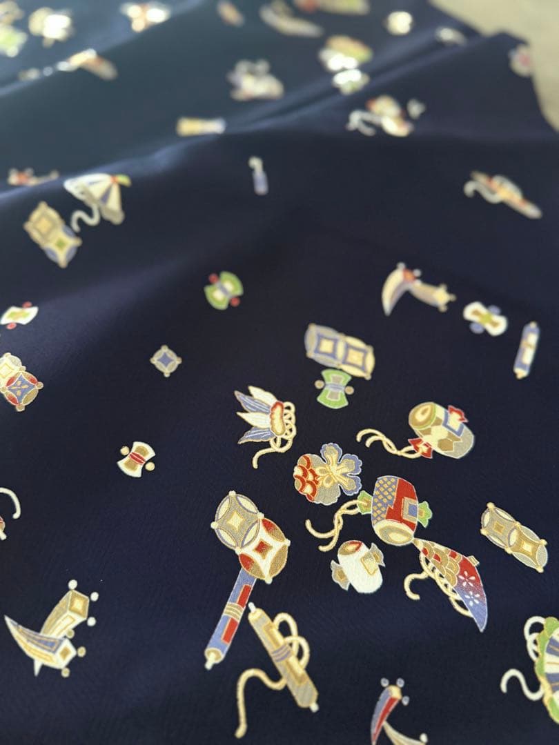 未使用　宝尽くし小紋　自宅で洗える