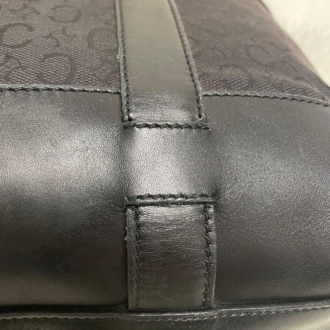 CELINE セリーヌ マカダム柄 トートバッグ ブラック レザー切替 A4可