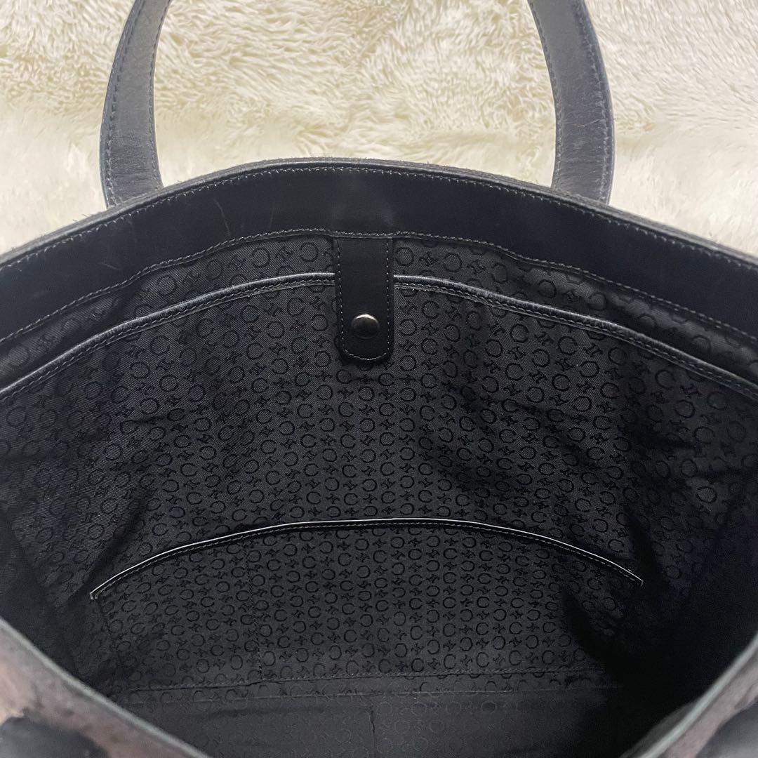 CELINE セリーヌ マカダム柄 トートバッグ ブラック レザー切替 A4可