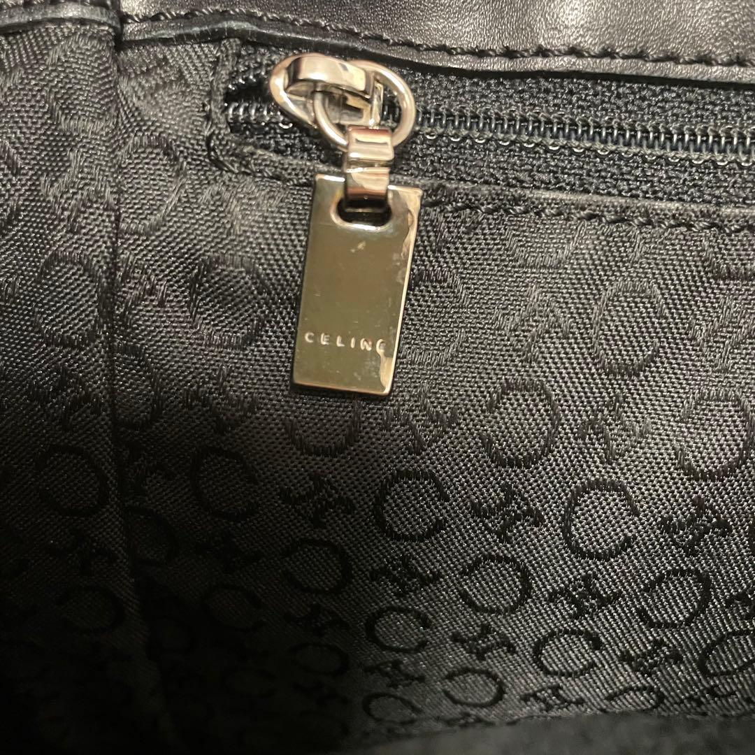 CELINE セリーヌ マカダム柄 トートバッグ ブラック レザー切替 A4可